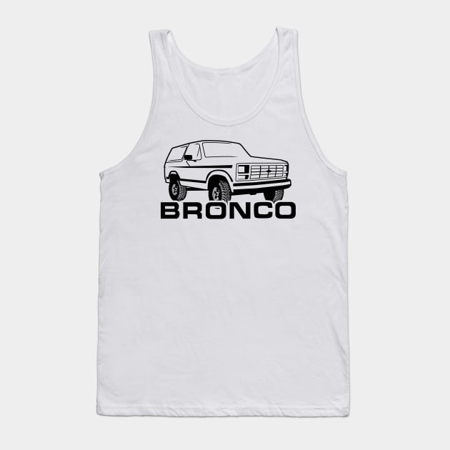 1980-1986 Ford Bronco Black Print w/tires Tank Top by The OBS Apparel